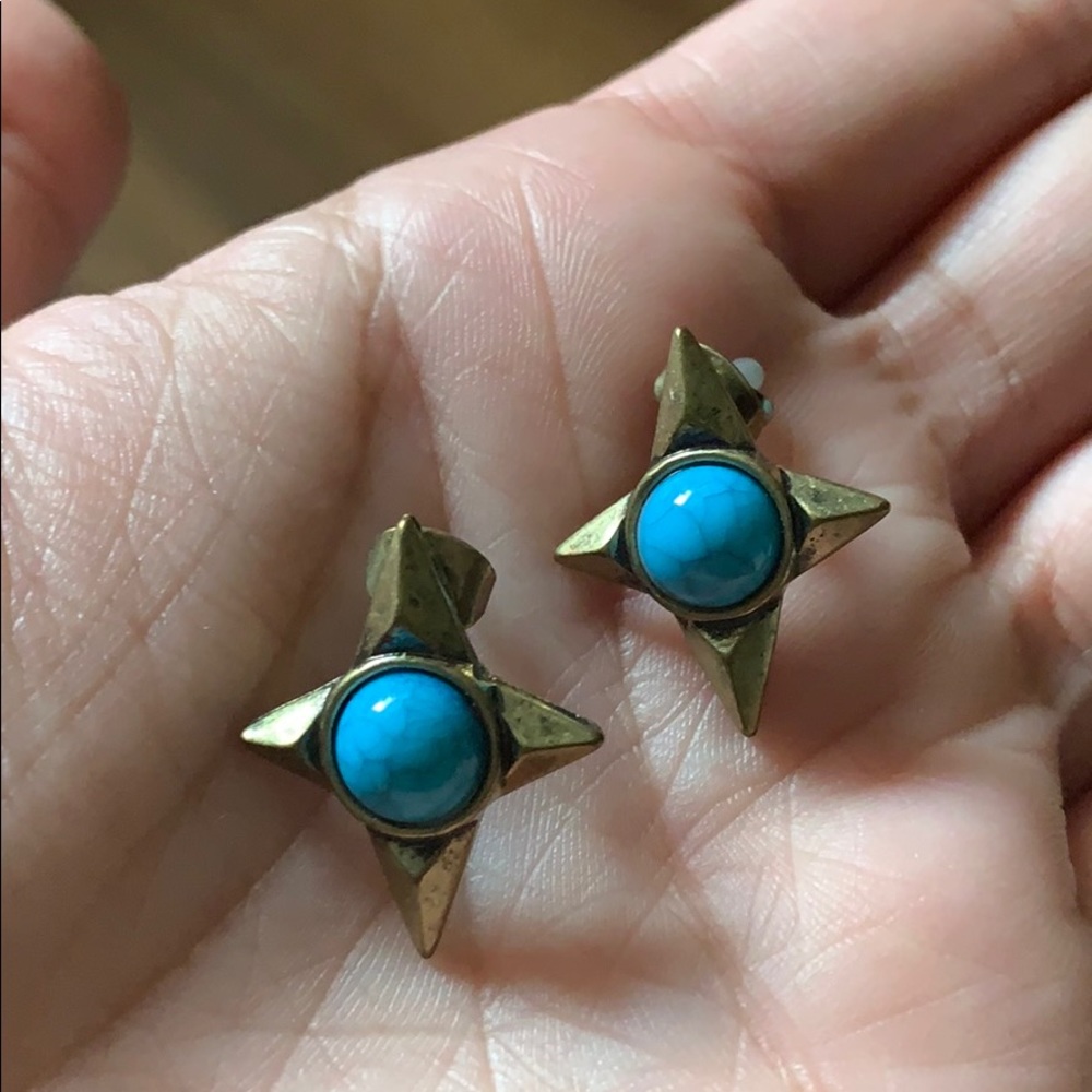 3/$25 Pair of turquoise gold‎ earrings